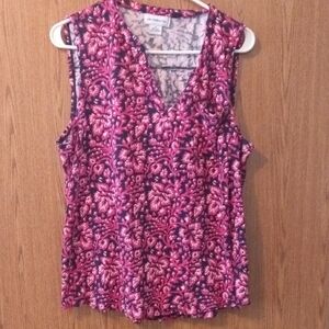 Liz Claiborne Pink and Blue Floral Blouse